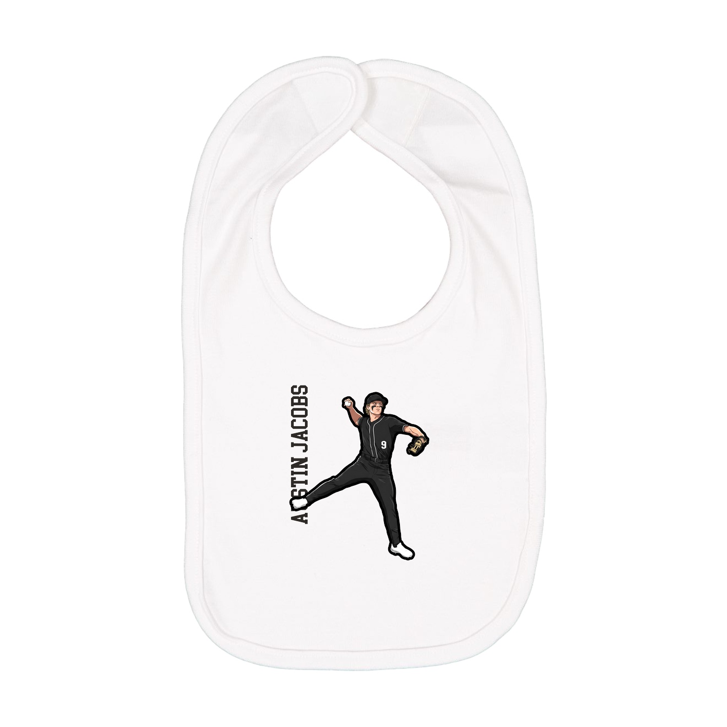 Infant Bib — Name Vertical in White