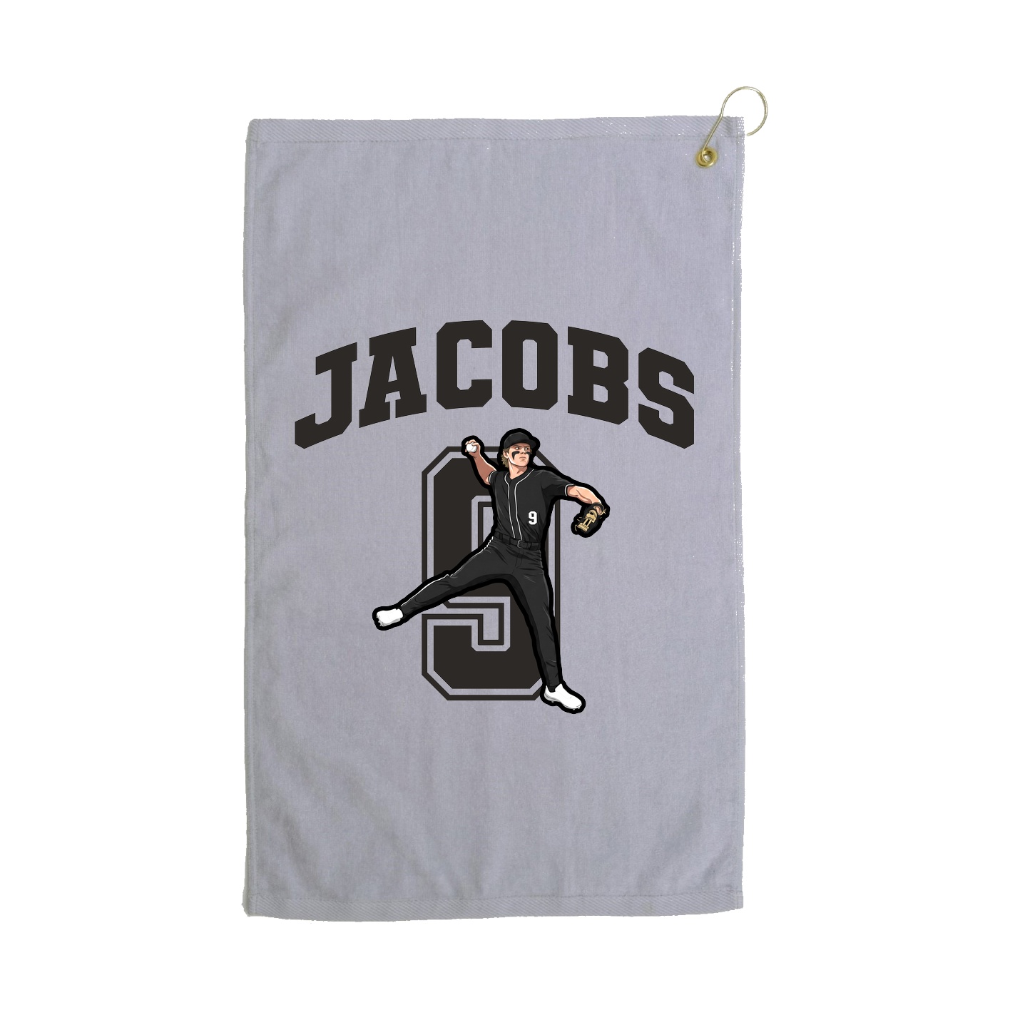 Golf Towel — Number in Grey