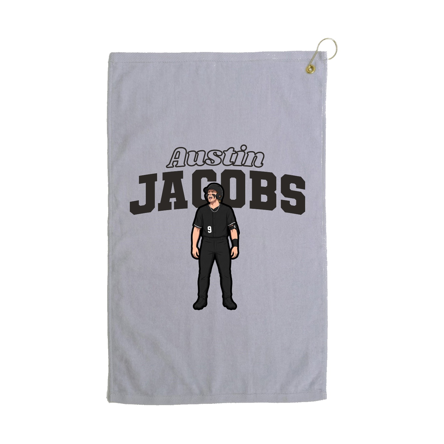 Golf Towel — Name Arch in Grey