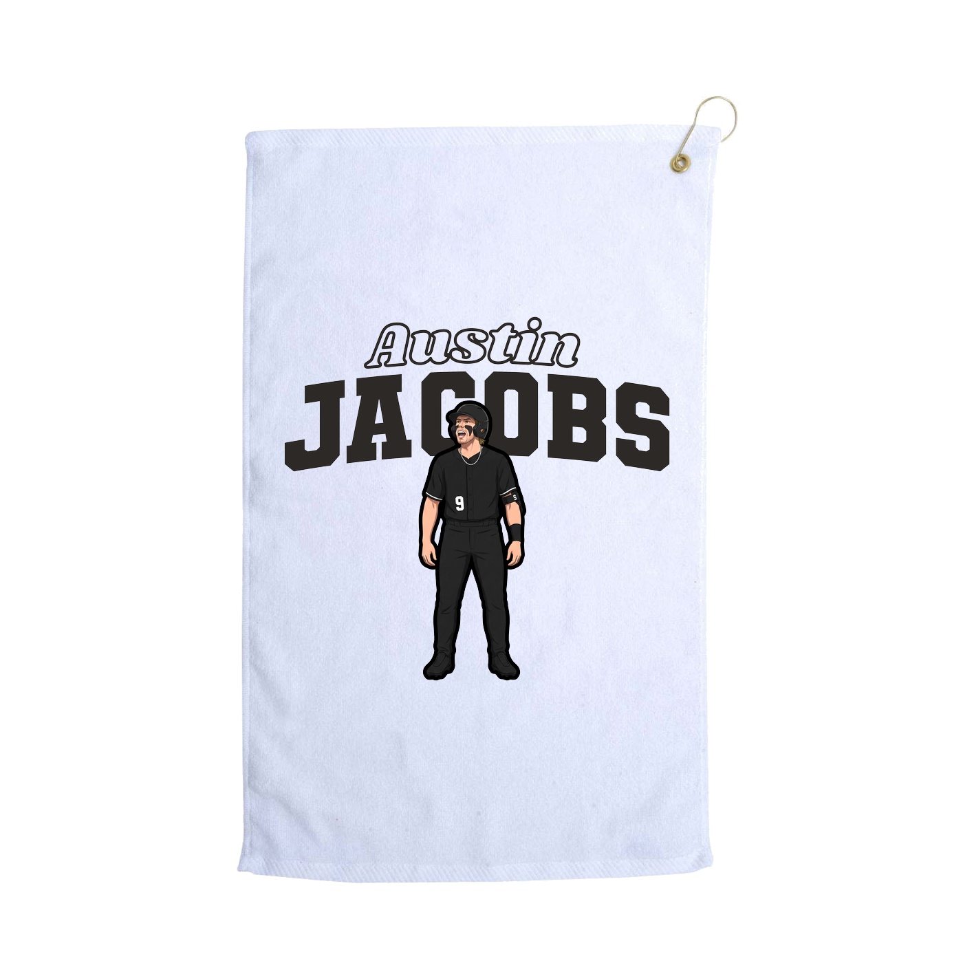Golf Towel — Name Arch in White