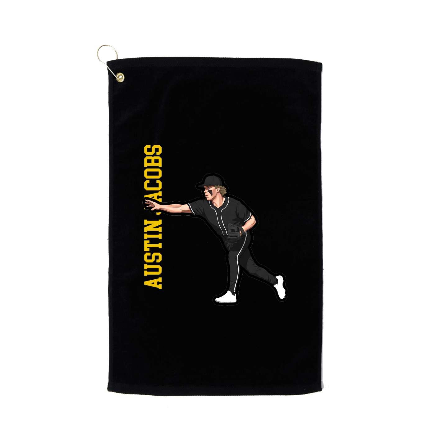 Golf Towel — Name Vertical in Black
