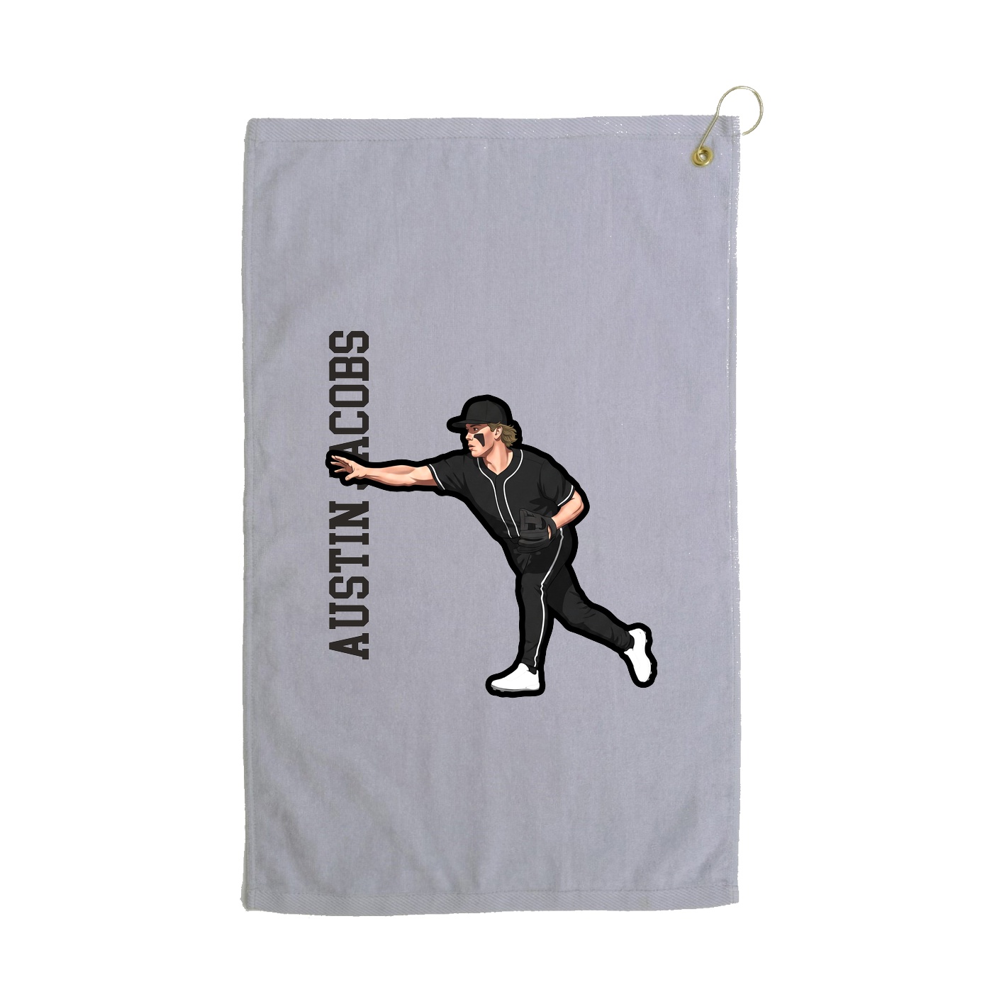 Golf Towel — Name Vertical in Grey