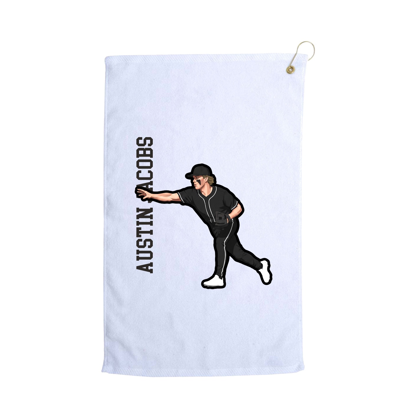 Golf Towel — Name Vertical in White