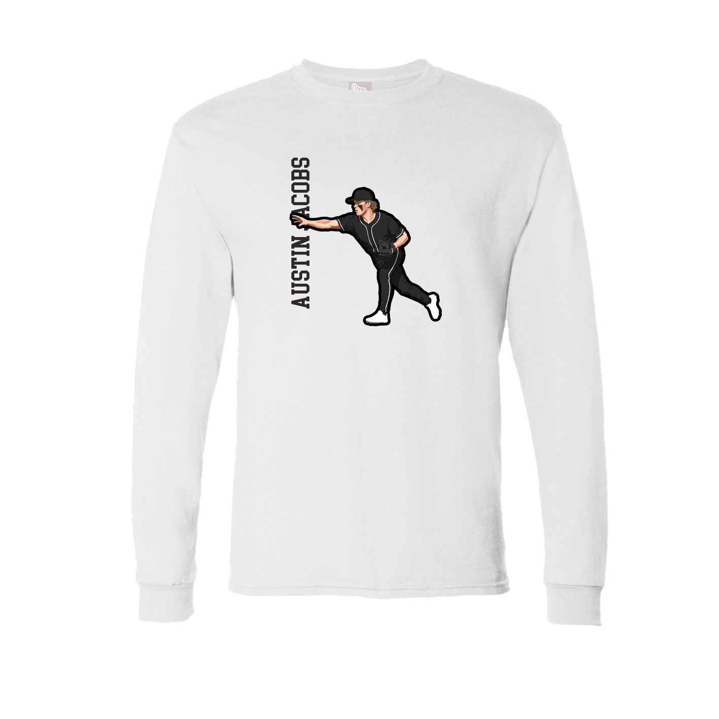 Long Sleeve Tee — Name Vertical in White