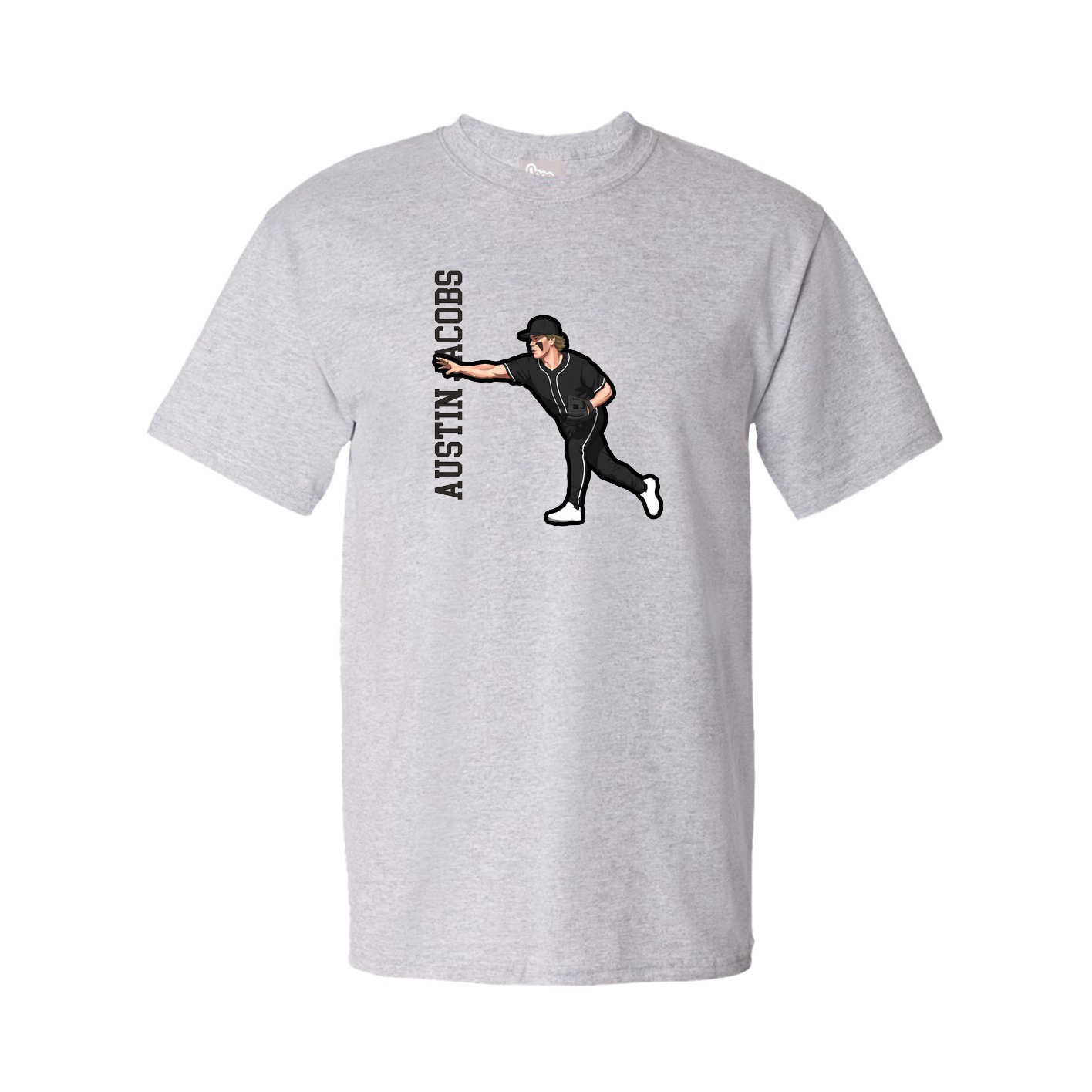 Youth Tee — Name Vertical in Grey