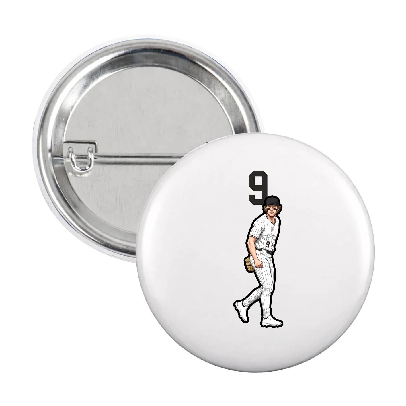 Game Day Button — Number Top in White
