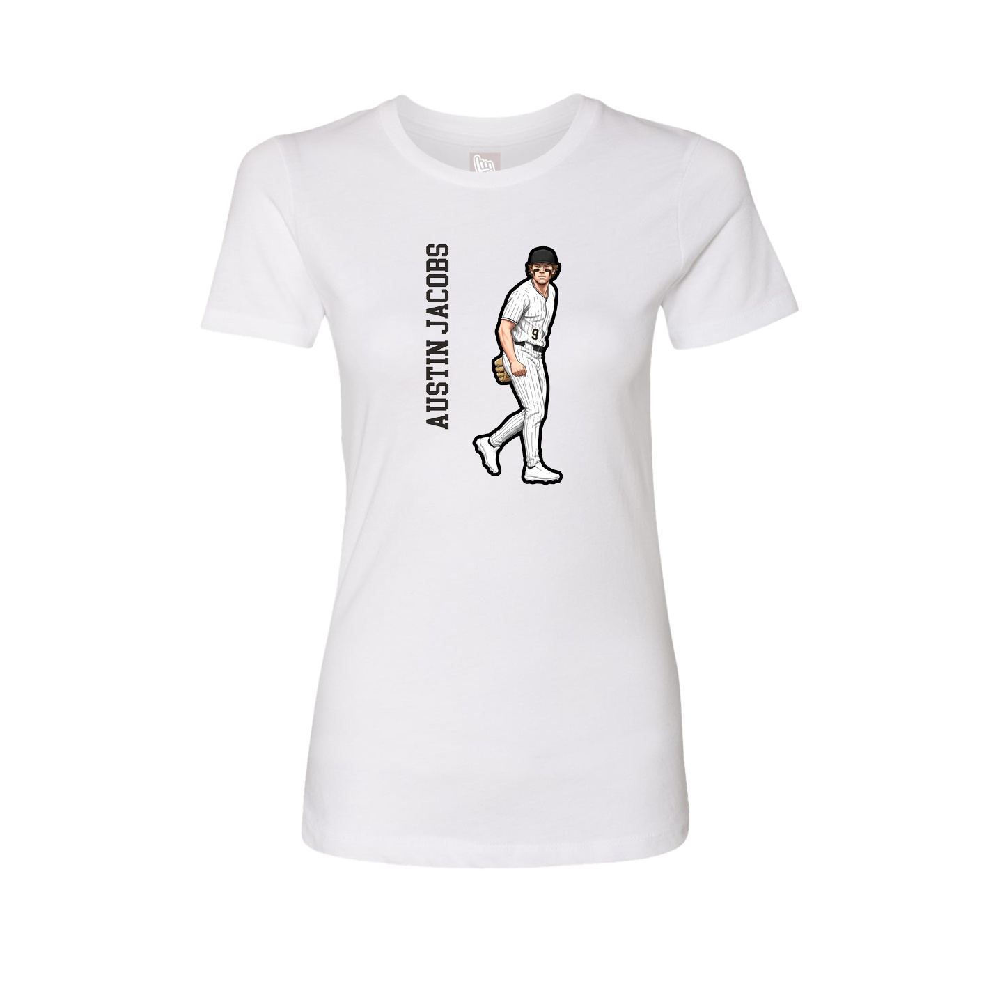 Womens Tee — Name Vertical in White