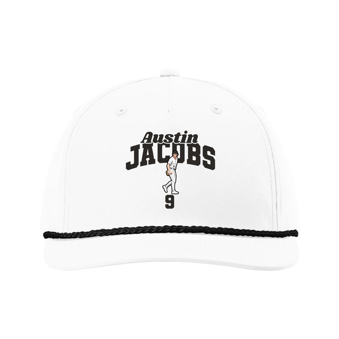 Five-Panel Classic Rope Cap — Signature Arch in White