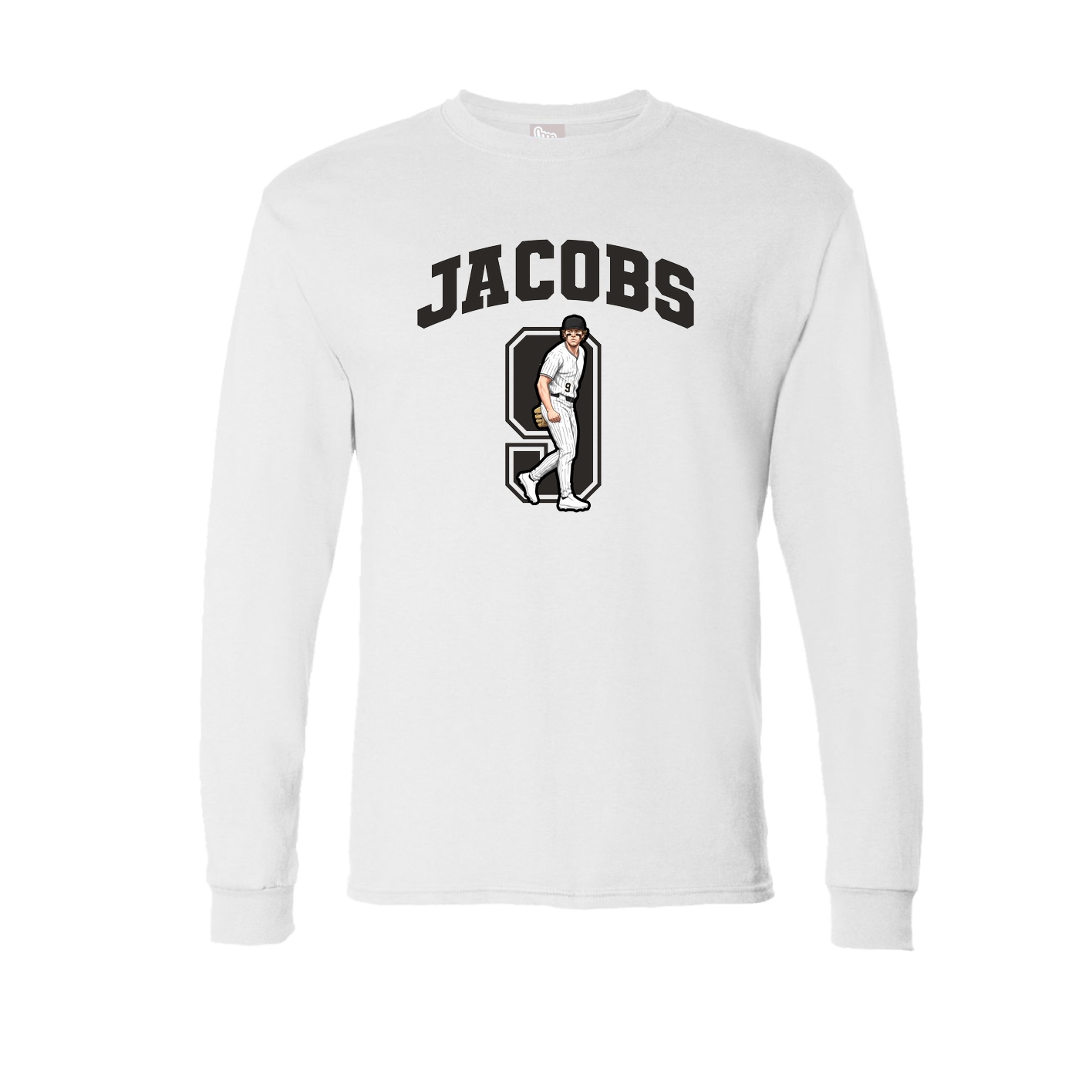 Long Sleeve Tee — Number in White