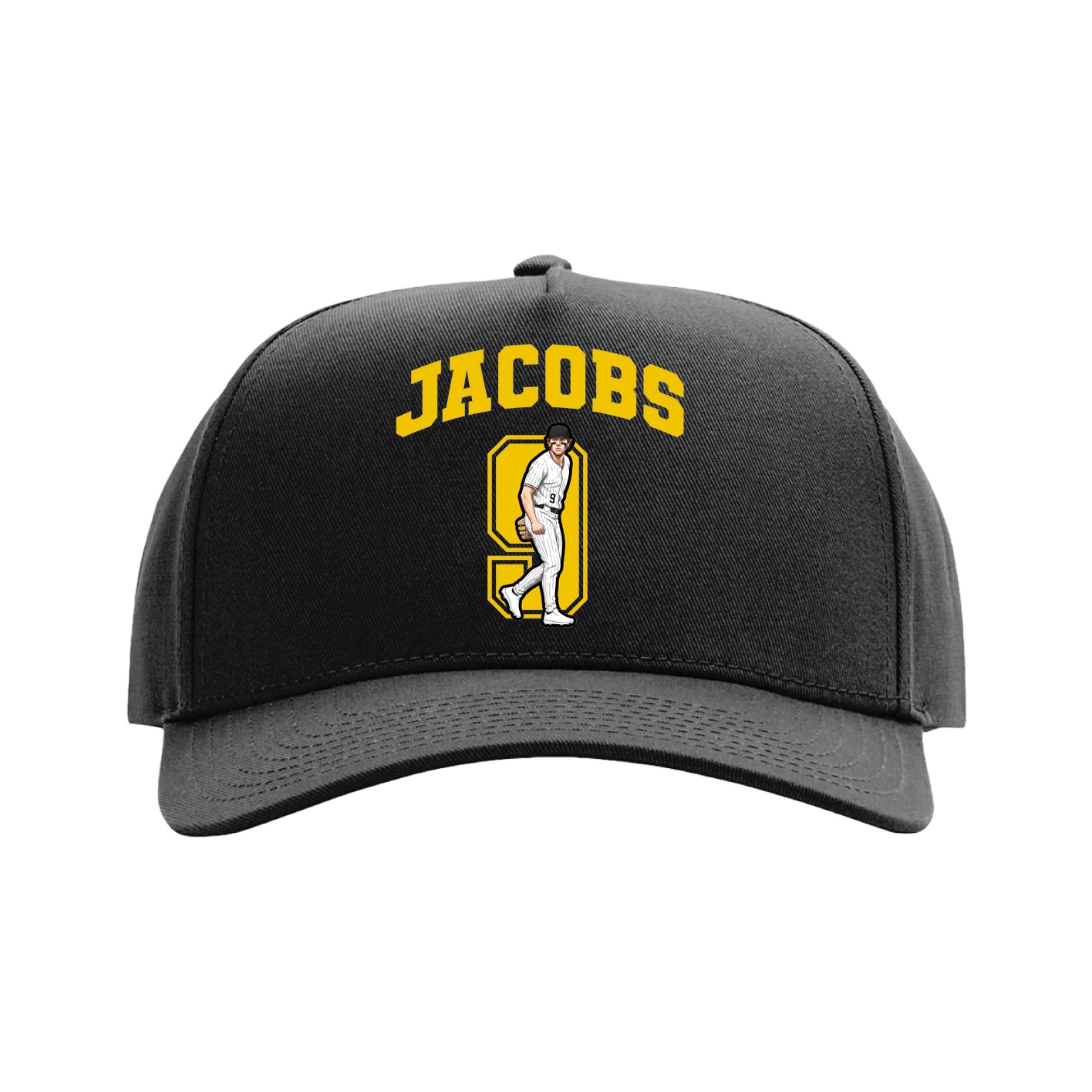 Full Fabric Five-Panel Champ Cap — Number in Black