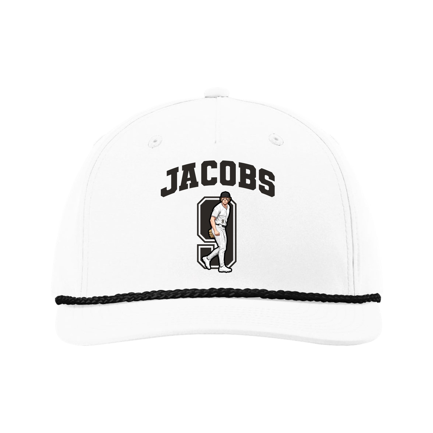 Five-Panel Classic Rope Cap — Number in White