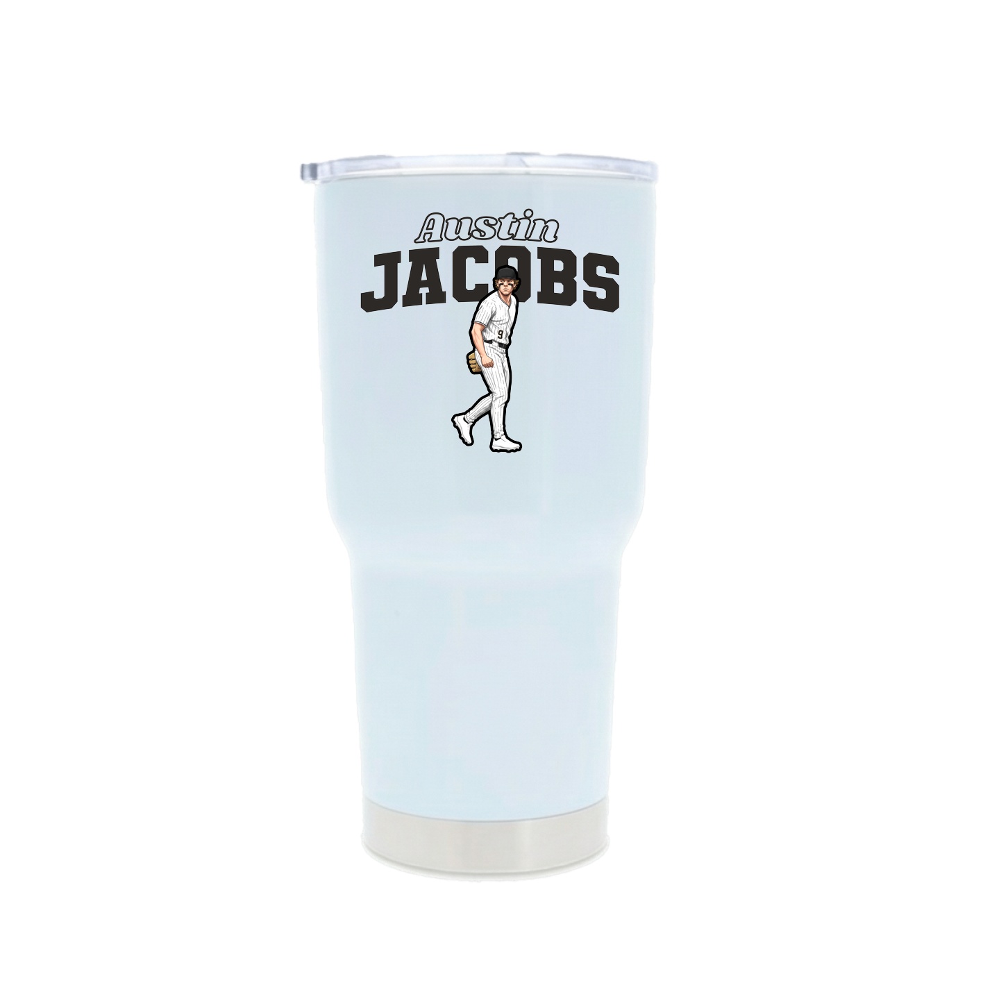 30oz Stainless Steel Tumbler — Name Arch in White
