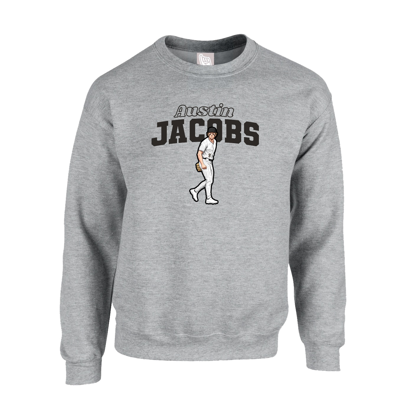 Fleece Crew — Name Arch in Grey