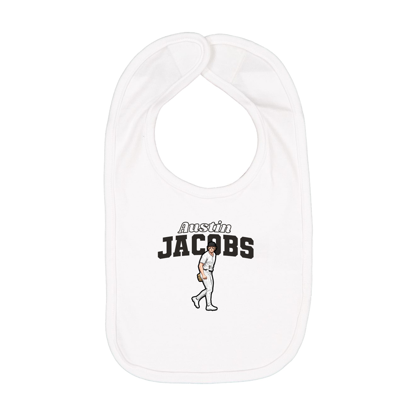 Infant Bib — Name Arch in White