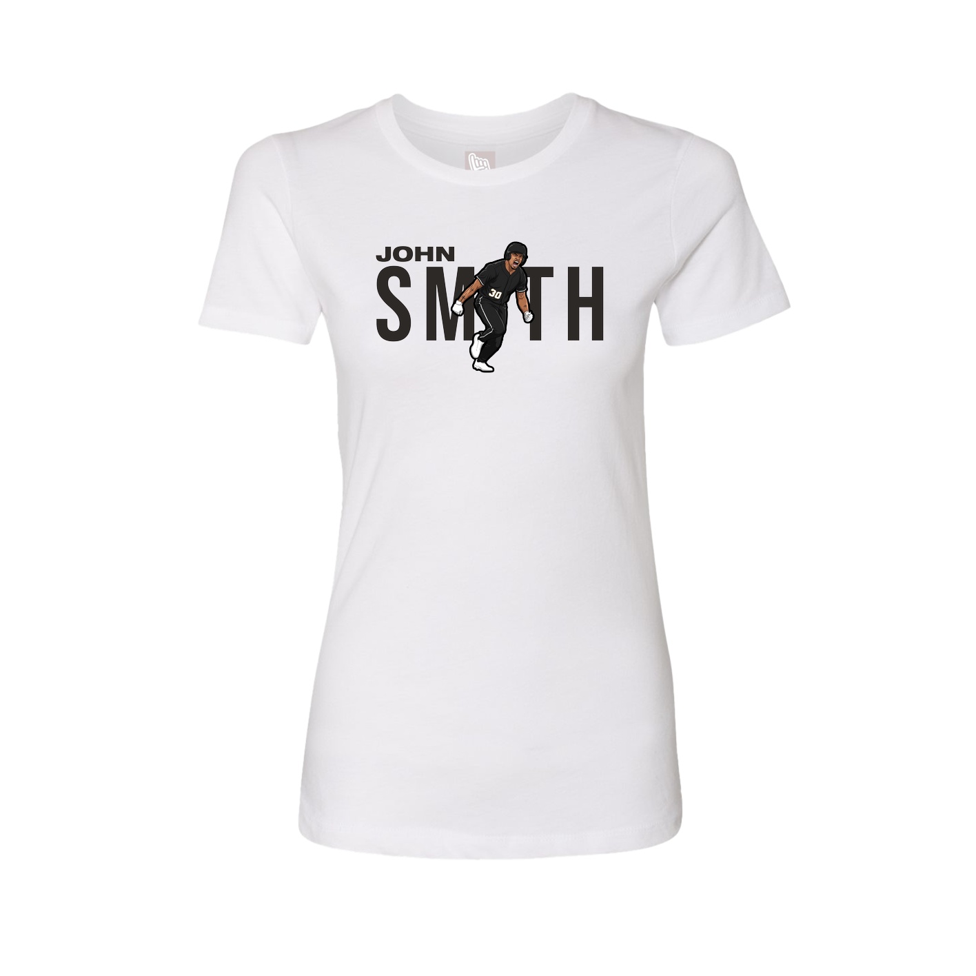 Fitted Women's Tee — Player Name in White