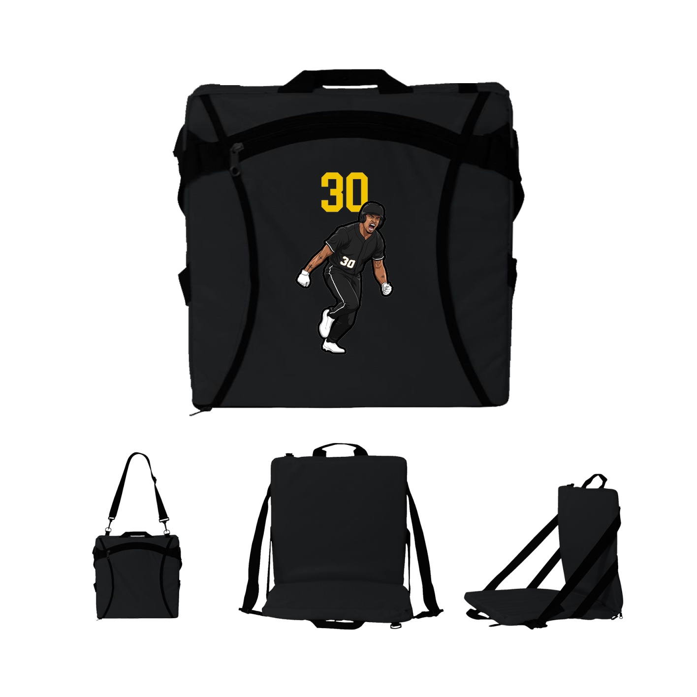 Folding Stadium Seat — Number Top in Black