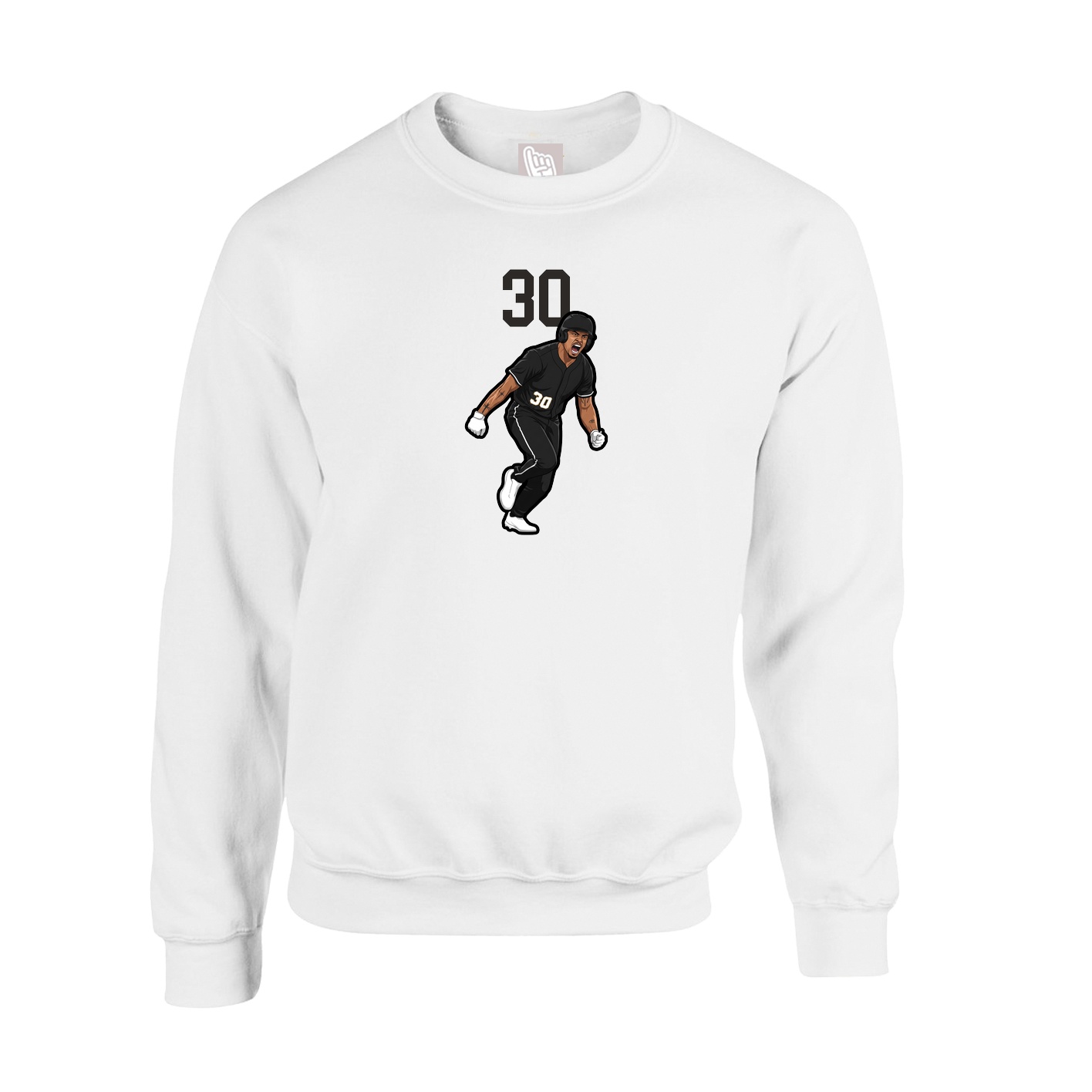 Fleece Crew — Number Top in White