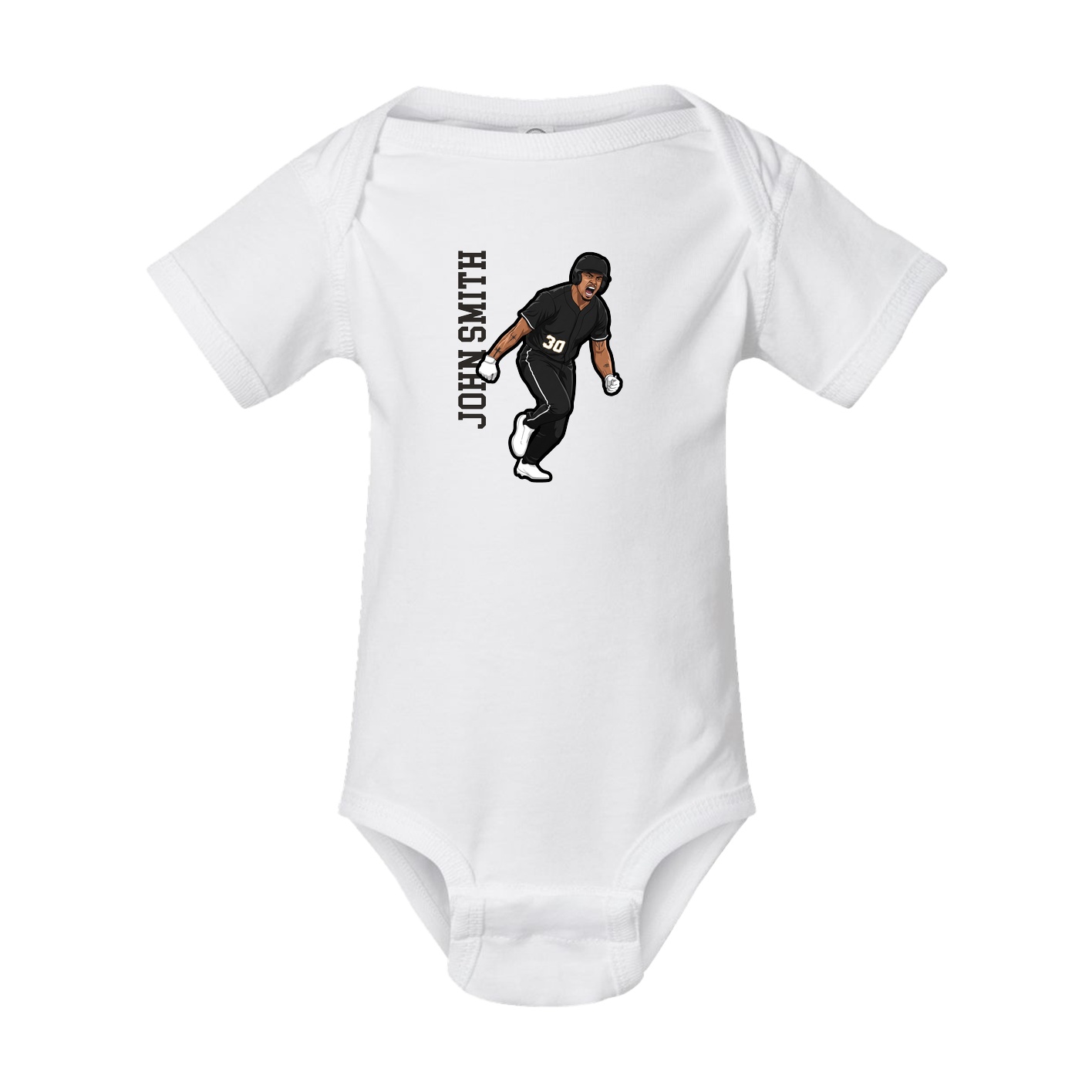 Baby Onesie — Name Vertical in White