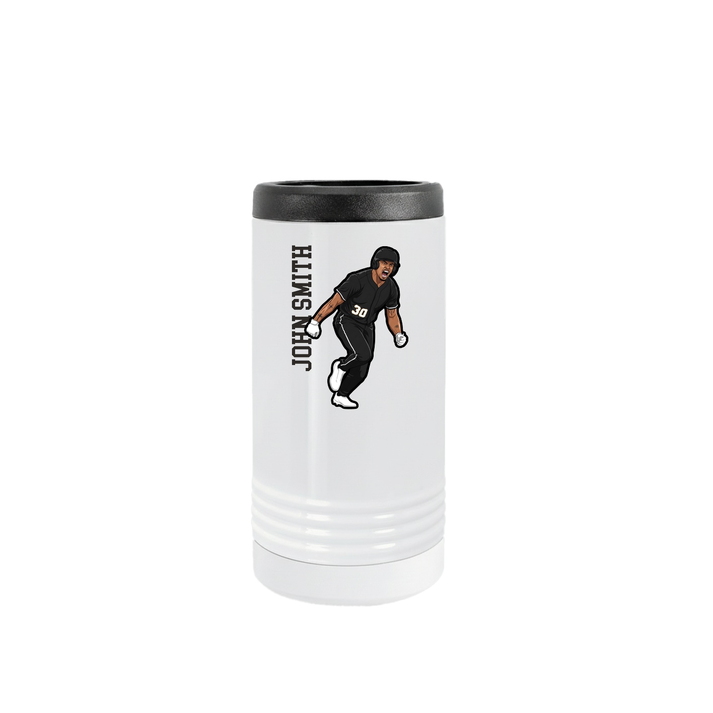 Slim Beverage Holder — Name Vertical in White