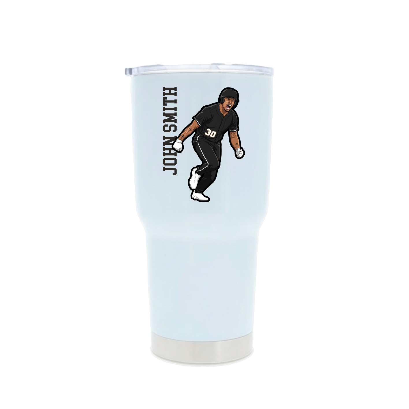30oz Stainless Steel Tumbler — Name Vertical in White
