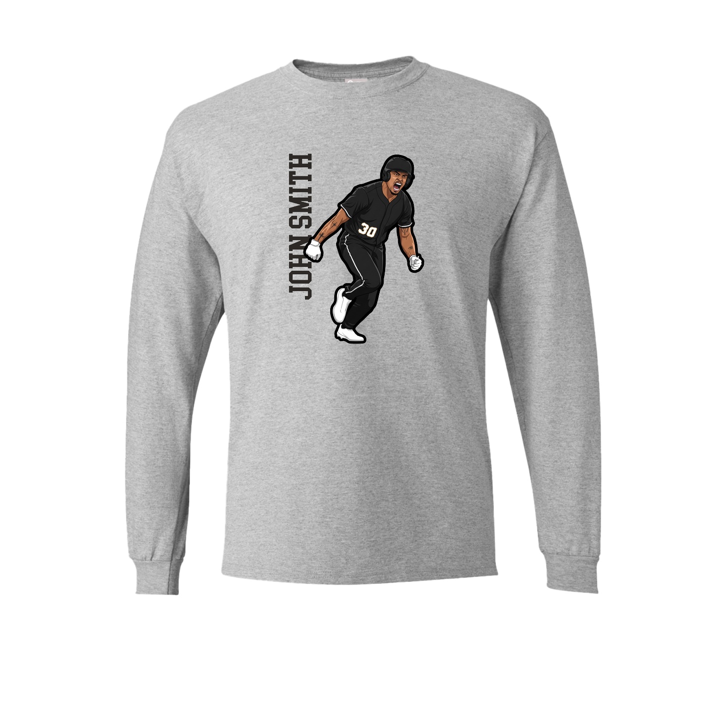 Long Sleeve Tee — Name Vertical in Grey