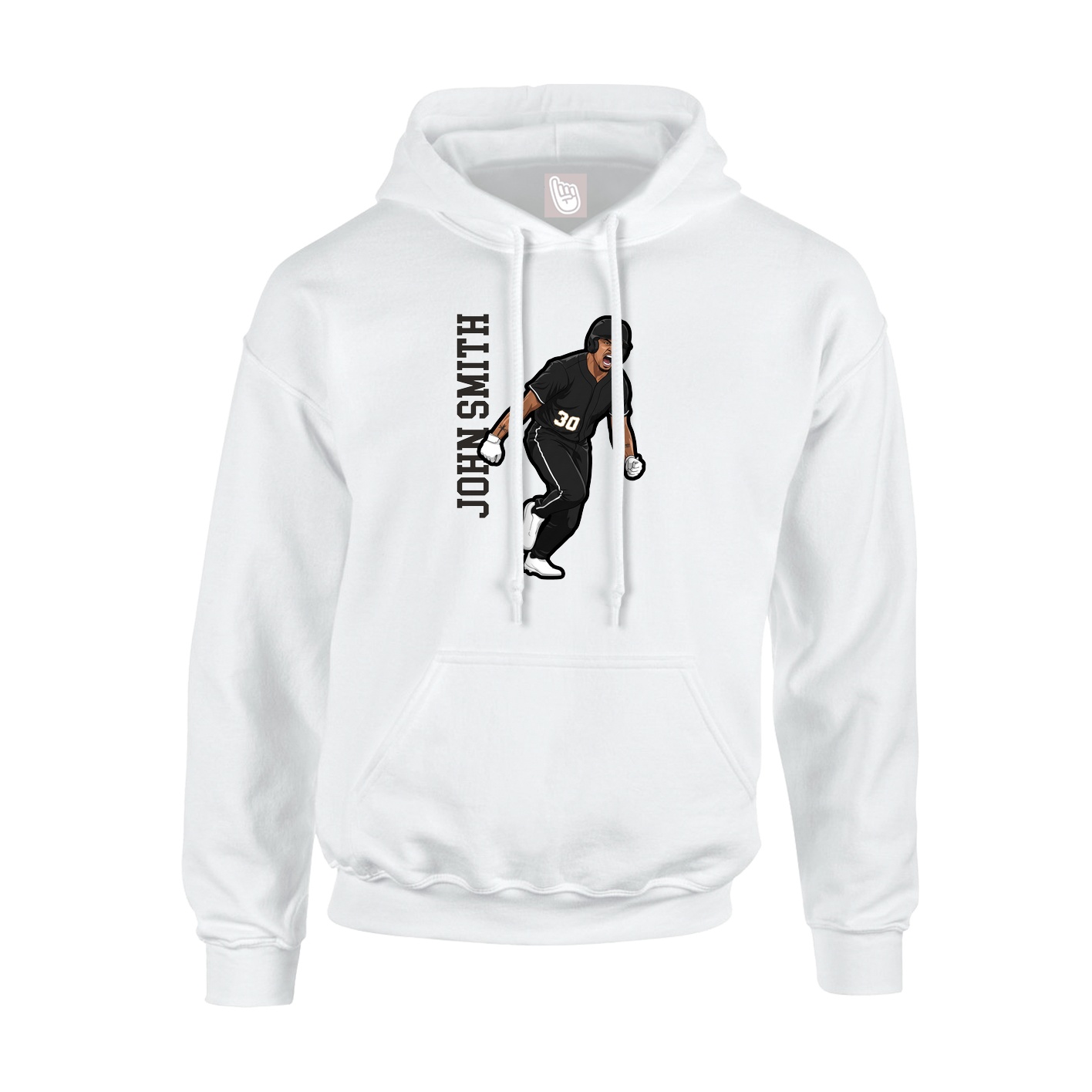 Youth Hoodie — Name Vertical in White