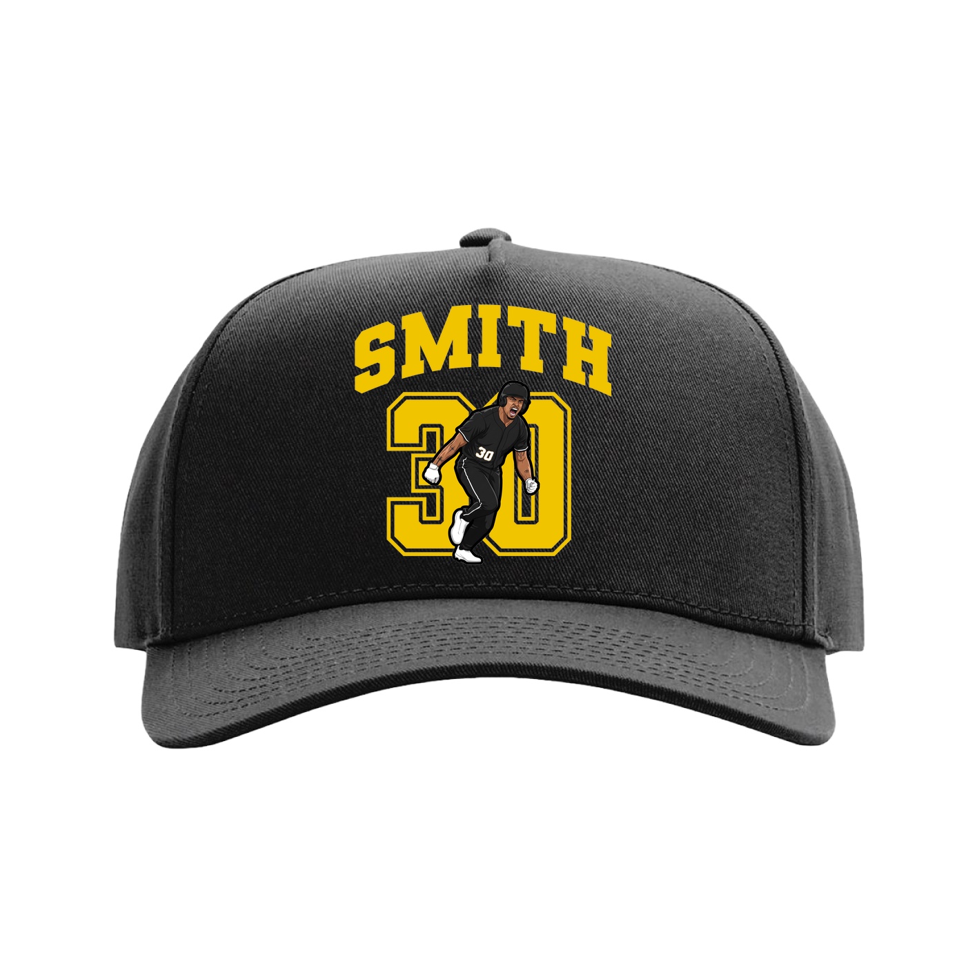 Full Fabric Five-Panel Champ Cap — Number in Black