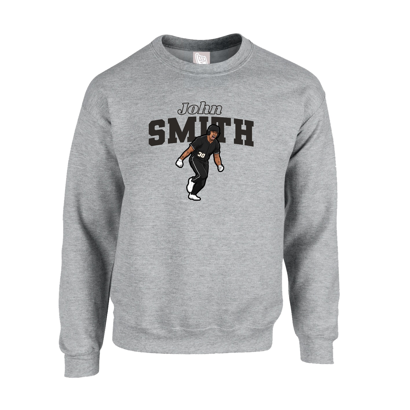 Fleece Crew — Name Arch in Grey