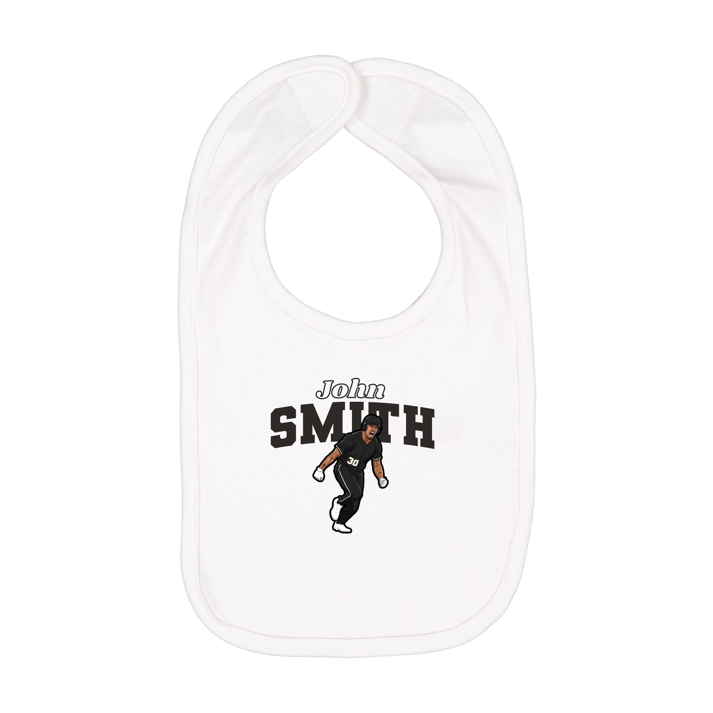 Infant Bib — Name Arch in White