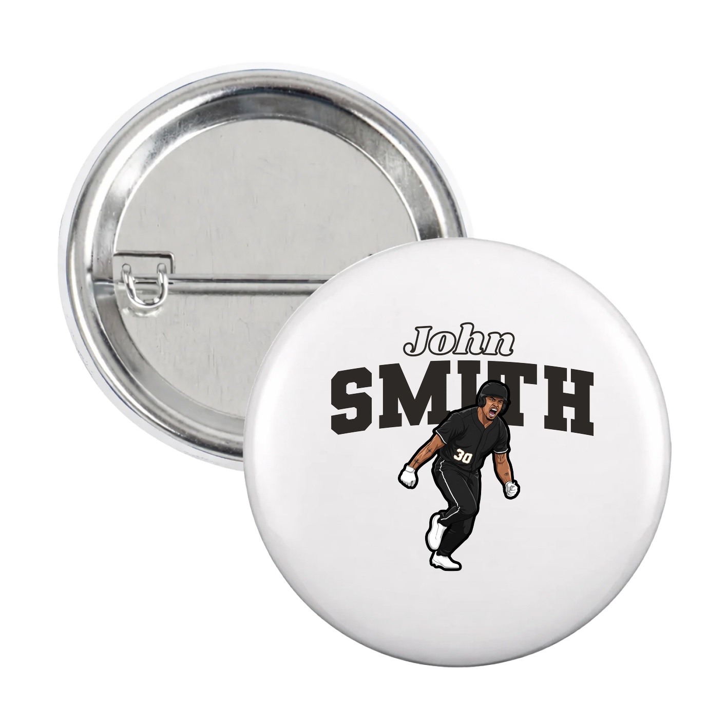 Game Day Button — Name Arch in White