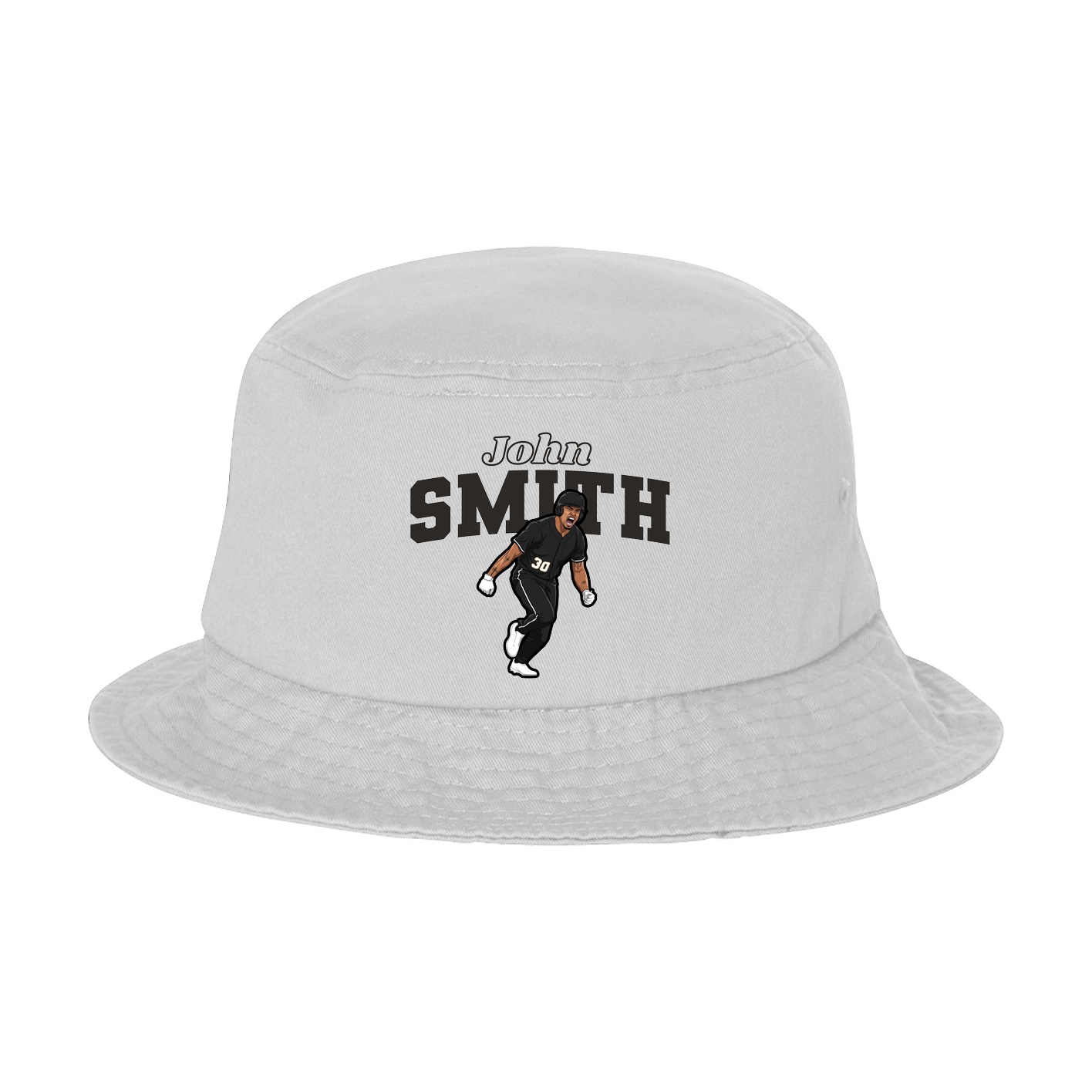 Bucket Cap — Name Arch in White