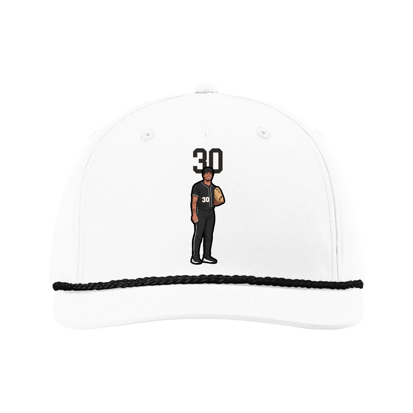Five-Panel Classic Rope Cap — Number Top in White