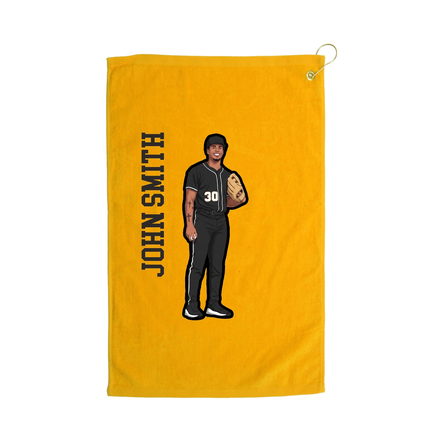 Golf Towel — Name Vertical in Gold