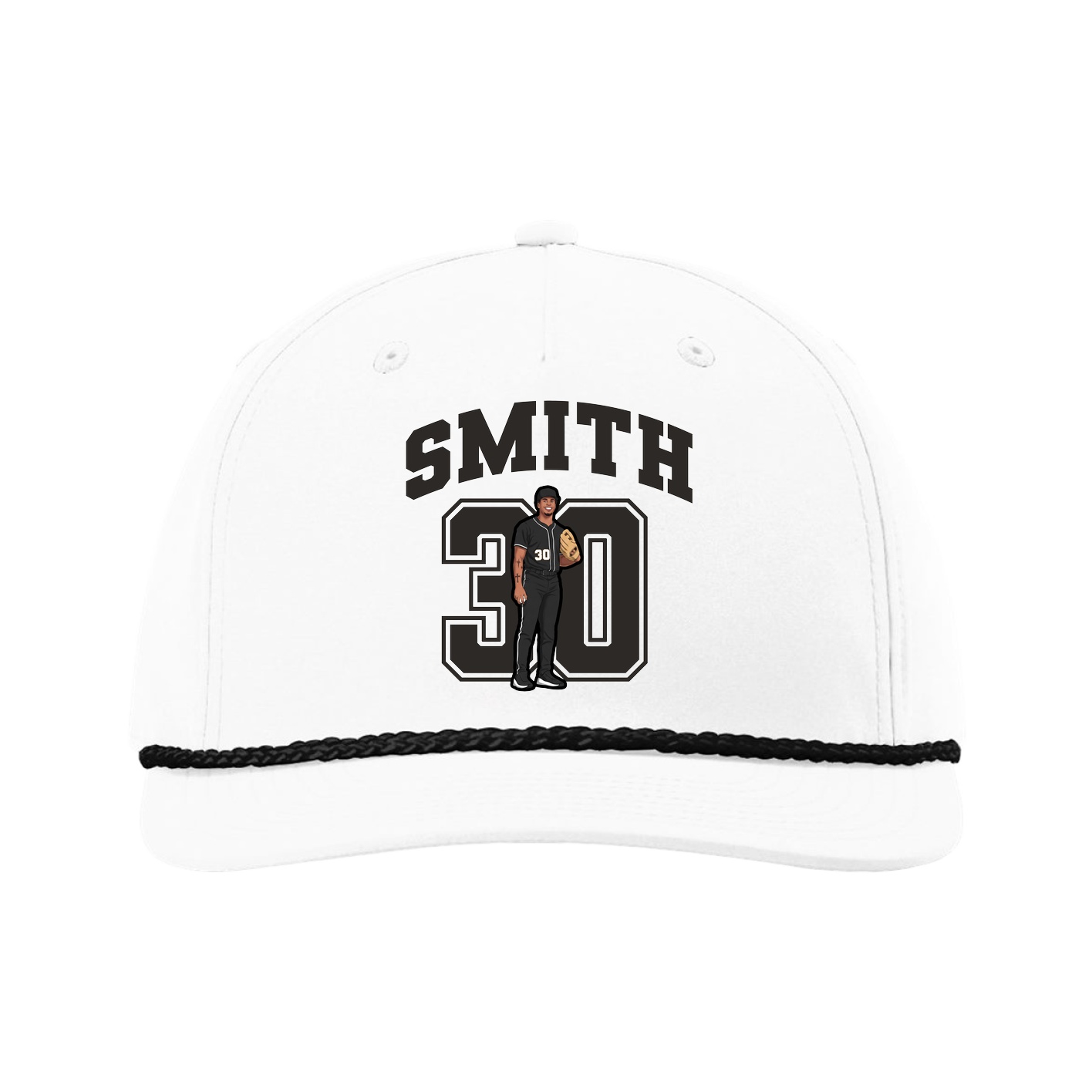 Five-Panel Classic Rope Cap — Number in White