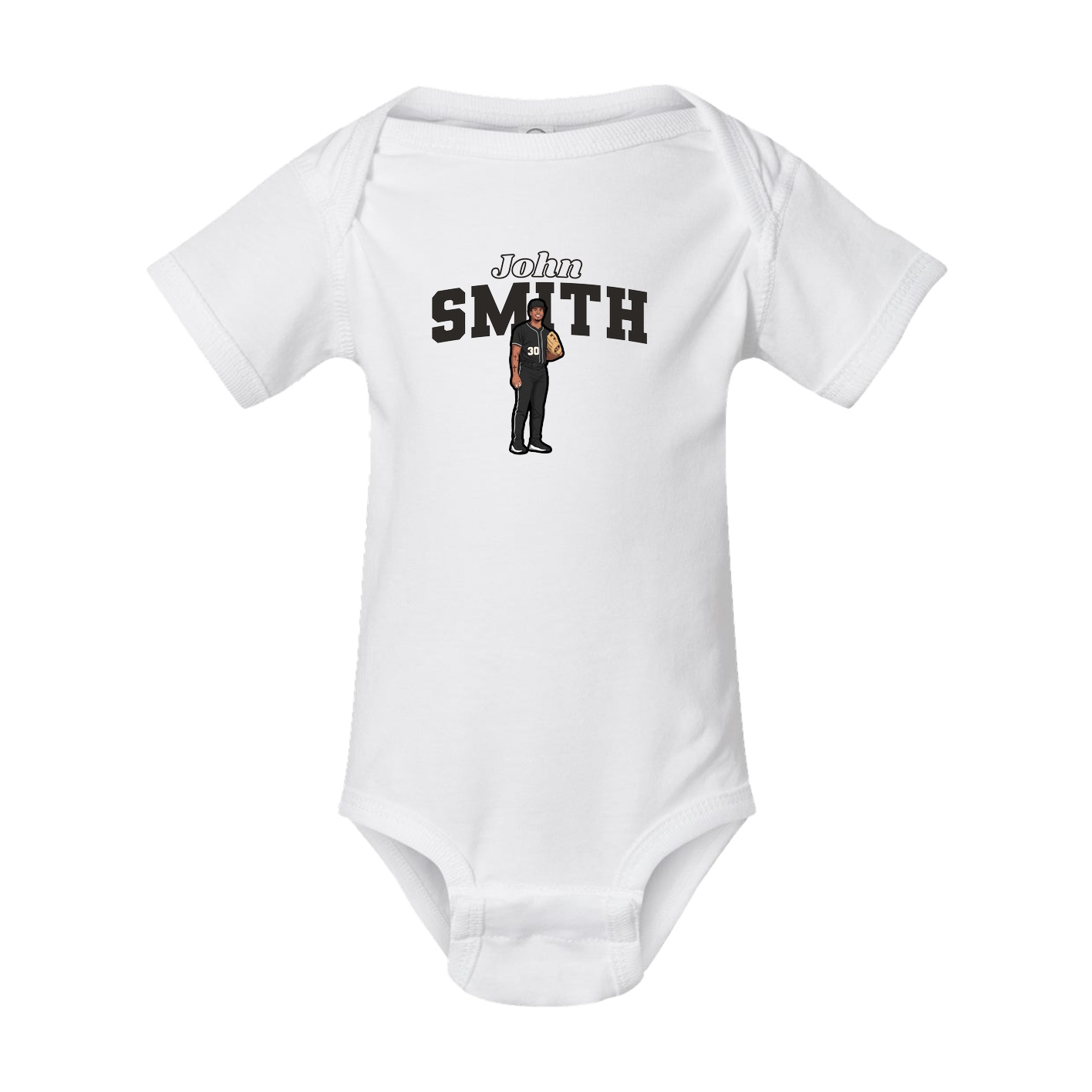 Baby Onesie — Name Arch in White