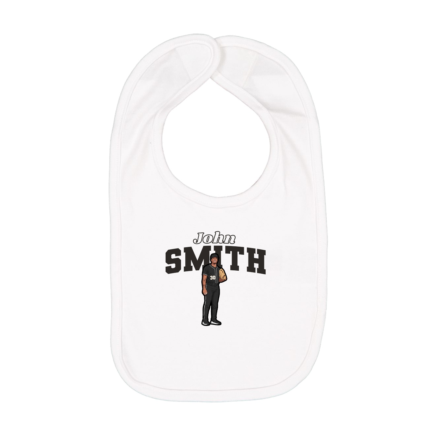 Infant Bib — Name Arch in White