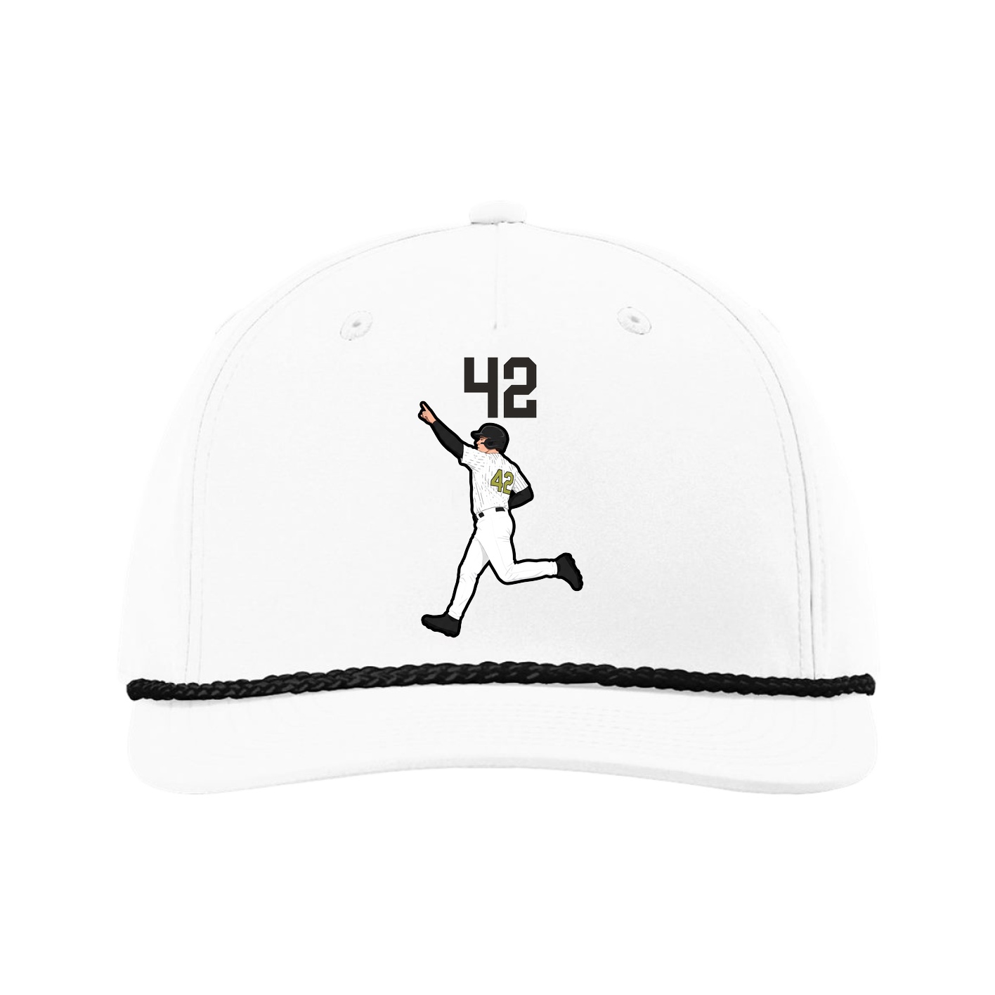 Five-Panel Classic Rope Cap — Number Top in White