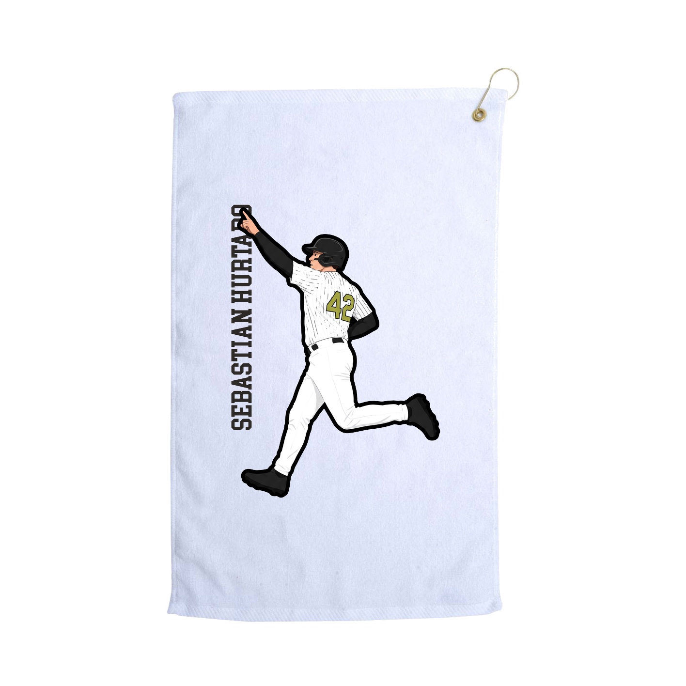 Golf Towel — Name Vertical in White