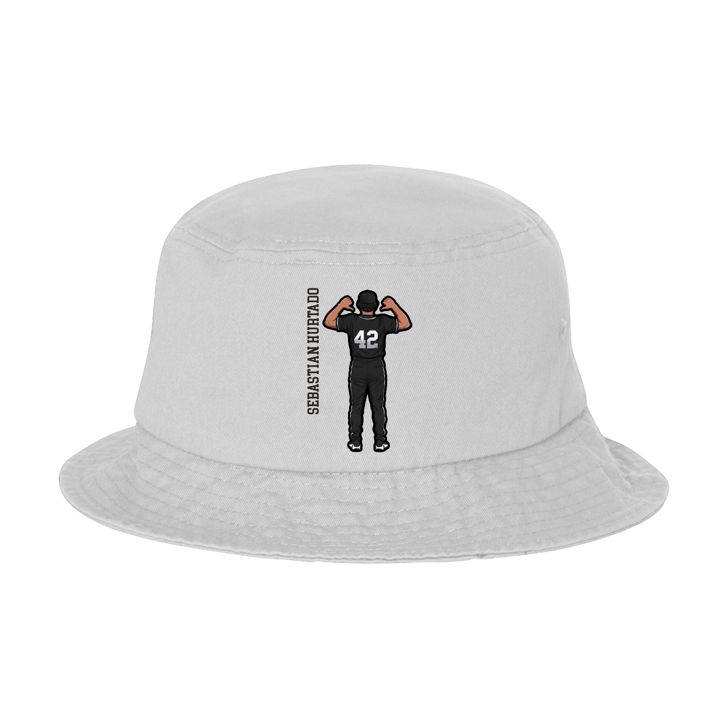Bucket Cap — Name Vertical in White