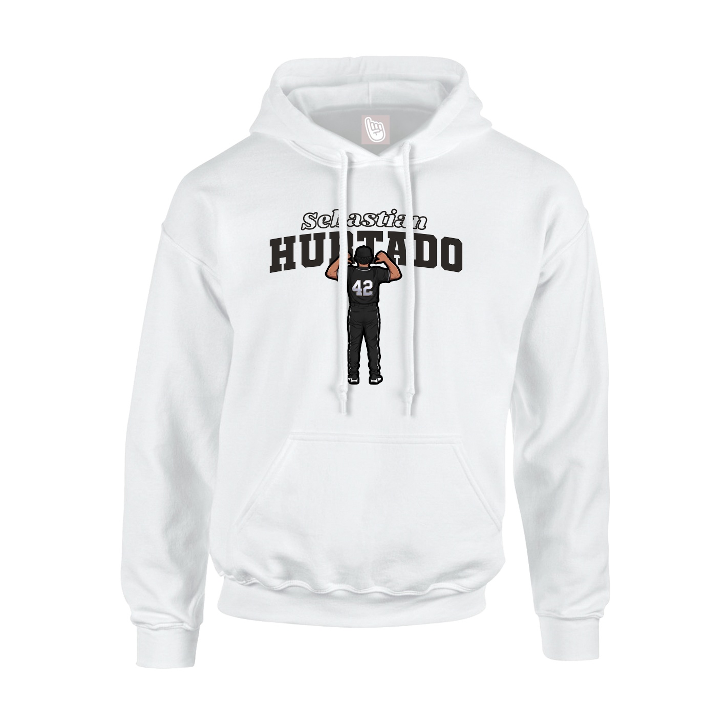 Youth Hoodie — Name Arch in White