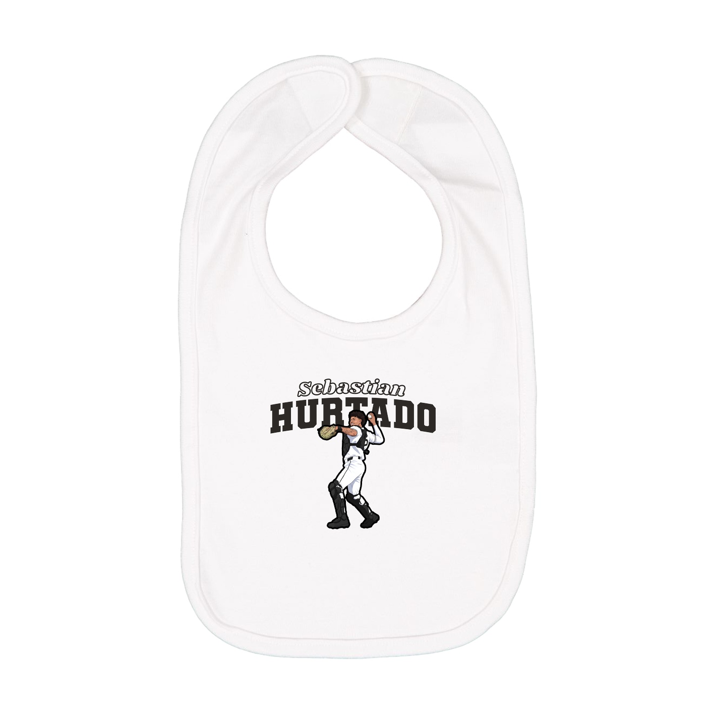 Infant Bib — Name Arch in White