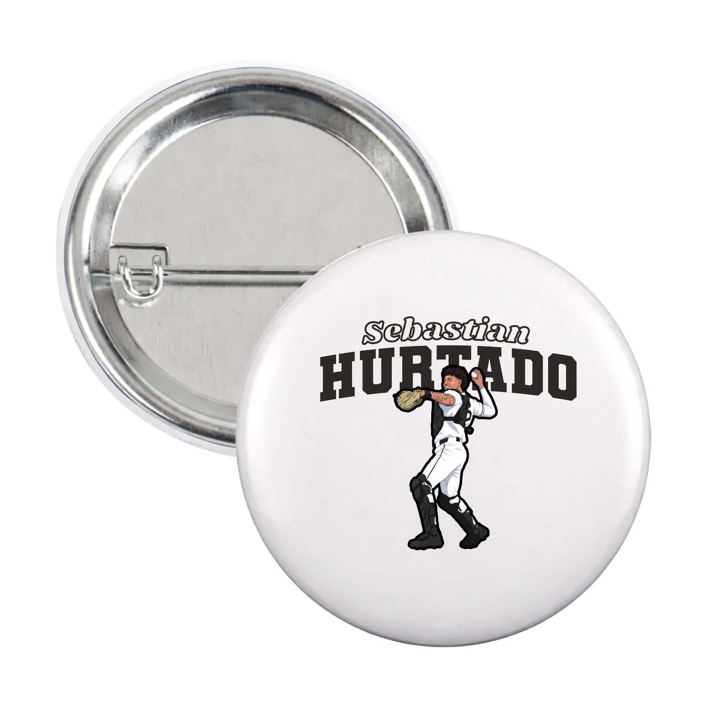 Game Day Button — Name Arch in White