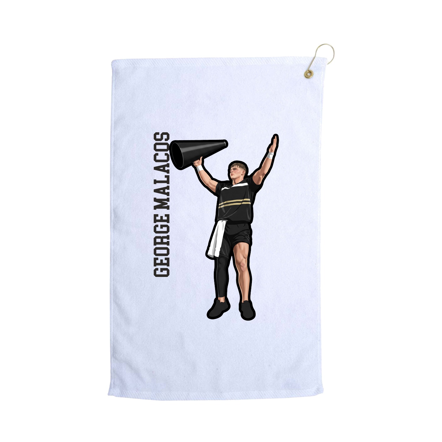 Golf Towel — Name Vertical in White