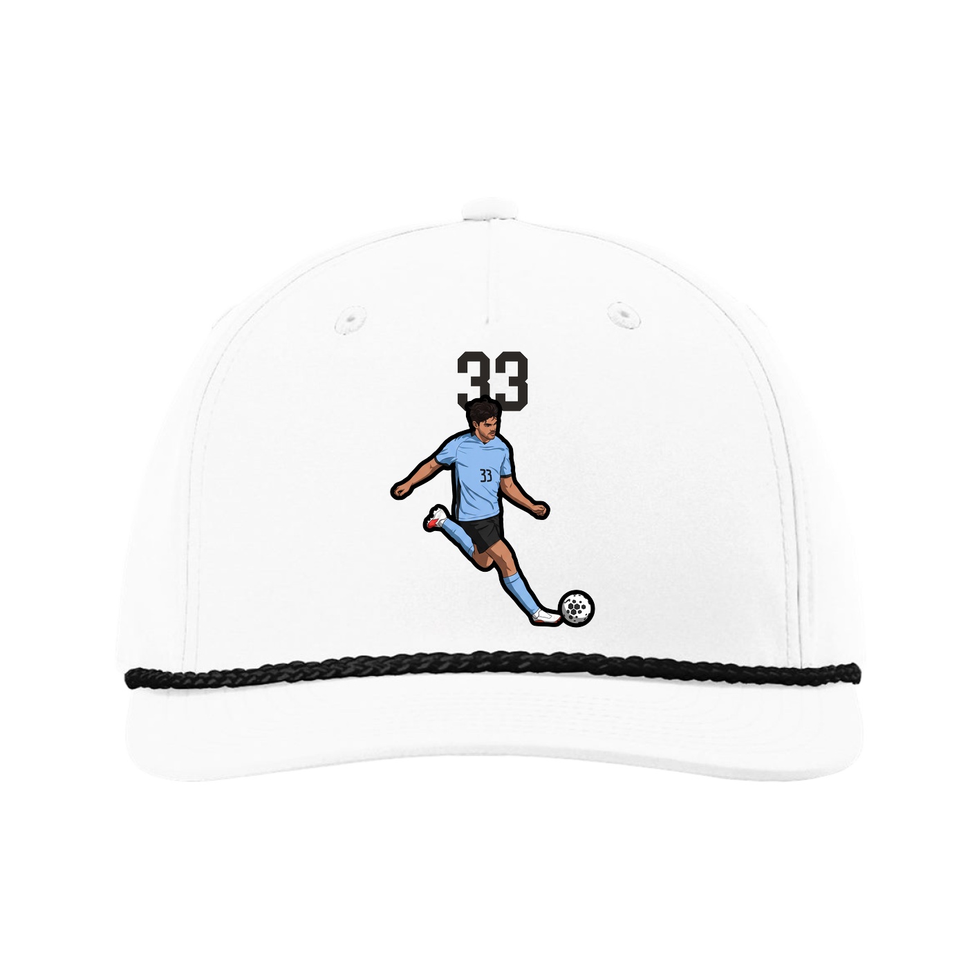 Five-Panel Classic Rope Cap — Number Top in White