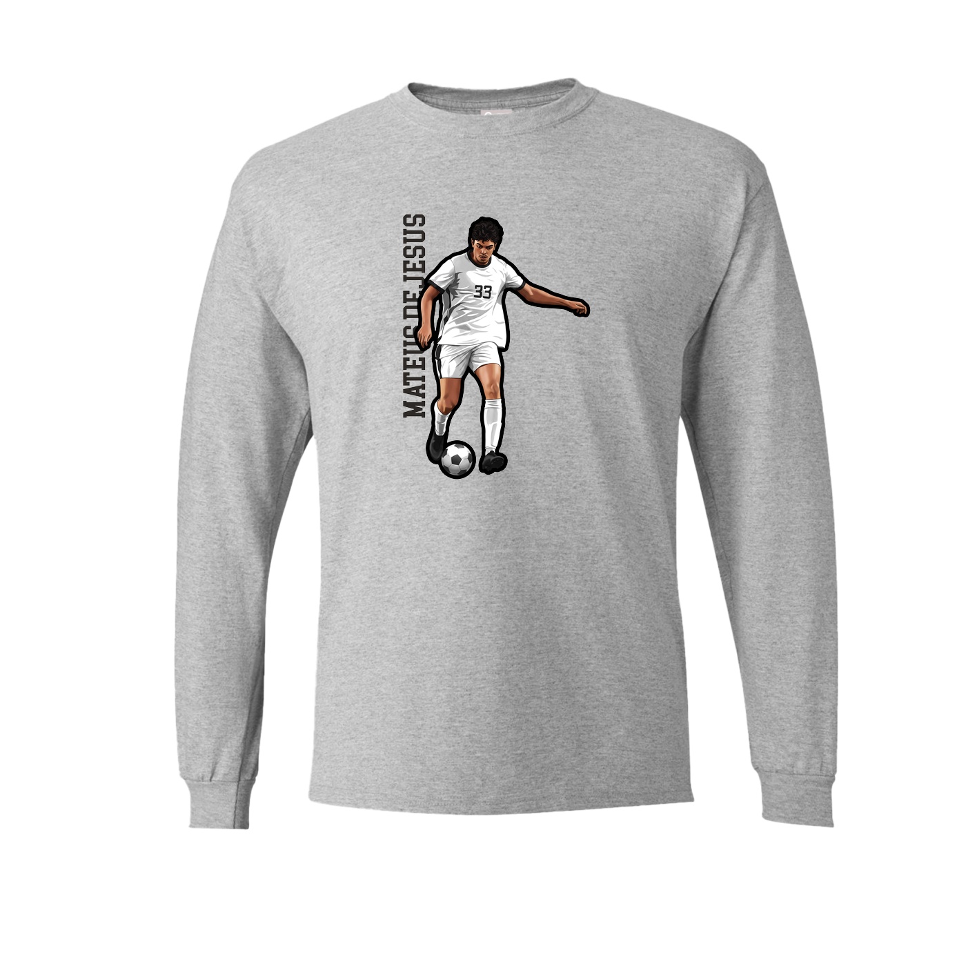 Long Sleeve Tee — Name Vertical in Grey