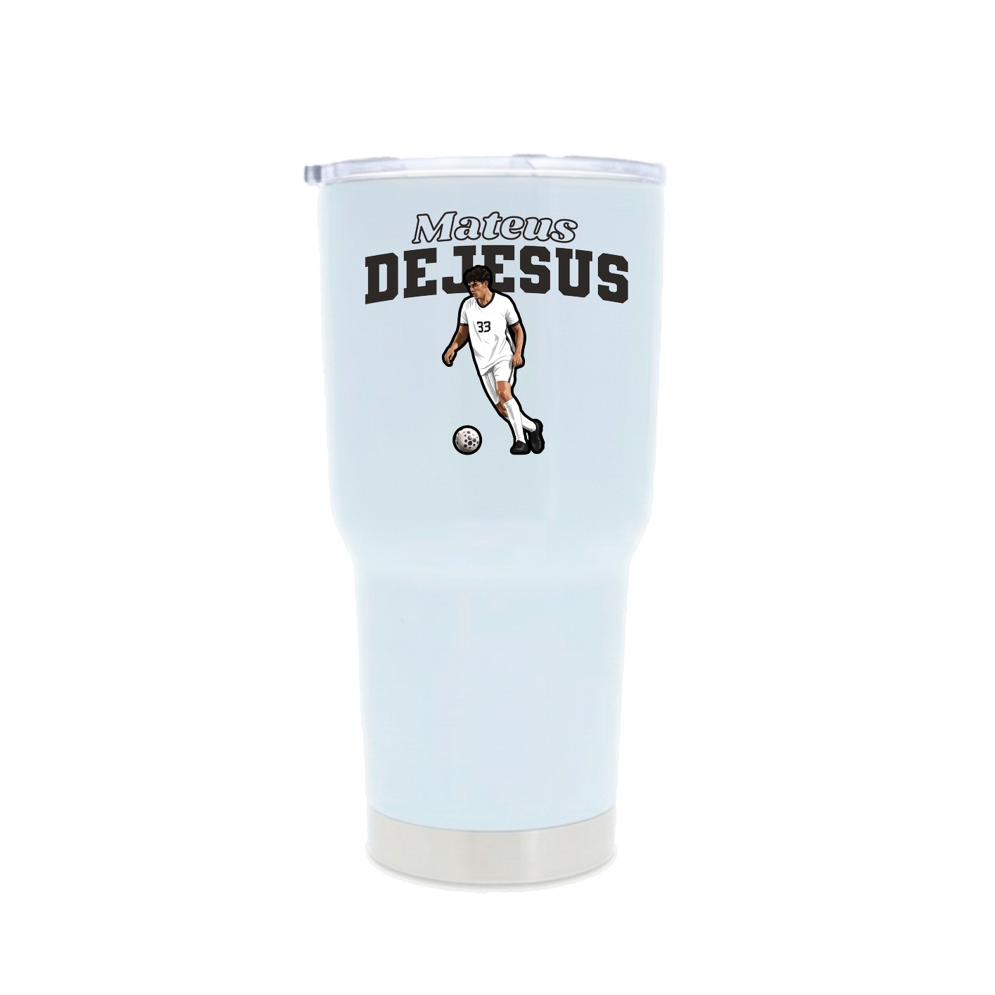 30oz Stainless Steel Tumbler — Name Arch in White