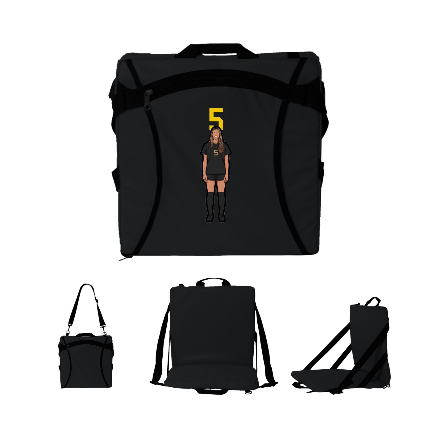 Folding Stadium Seat — Number Top in Black
