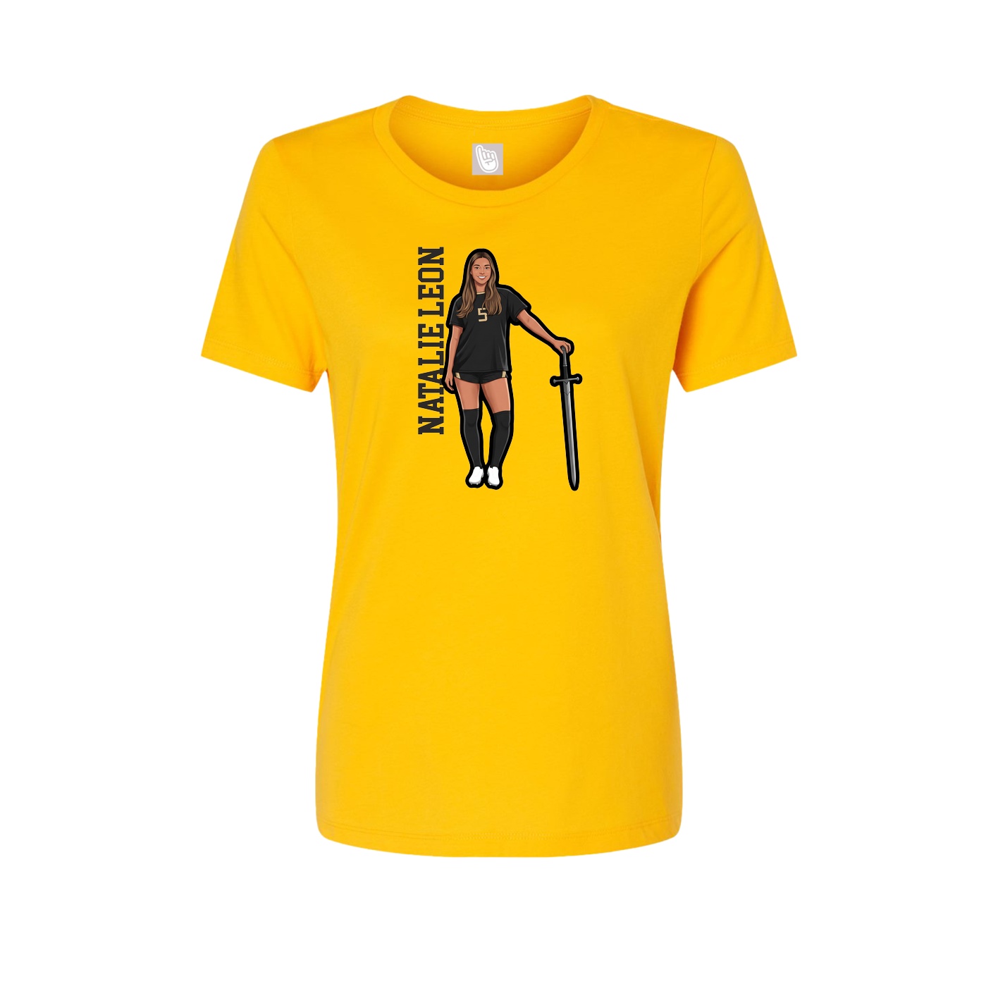 Fitted Women's Tee — Name Vertical in Gold