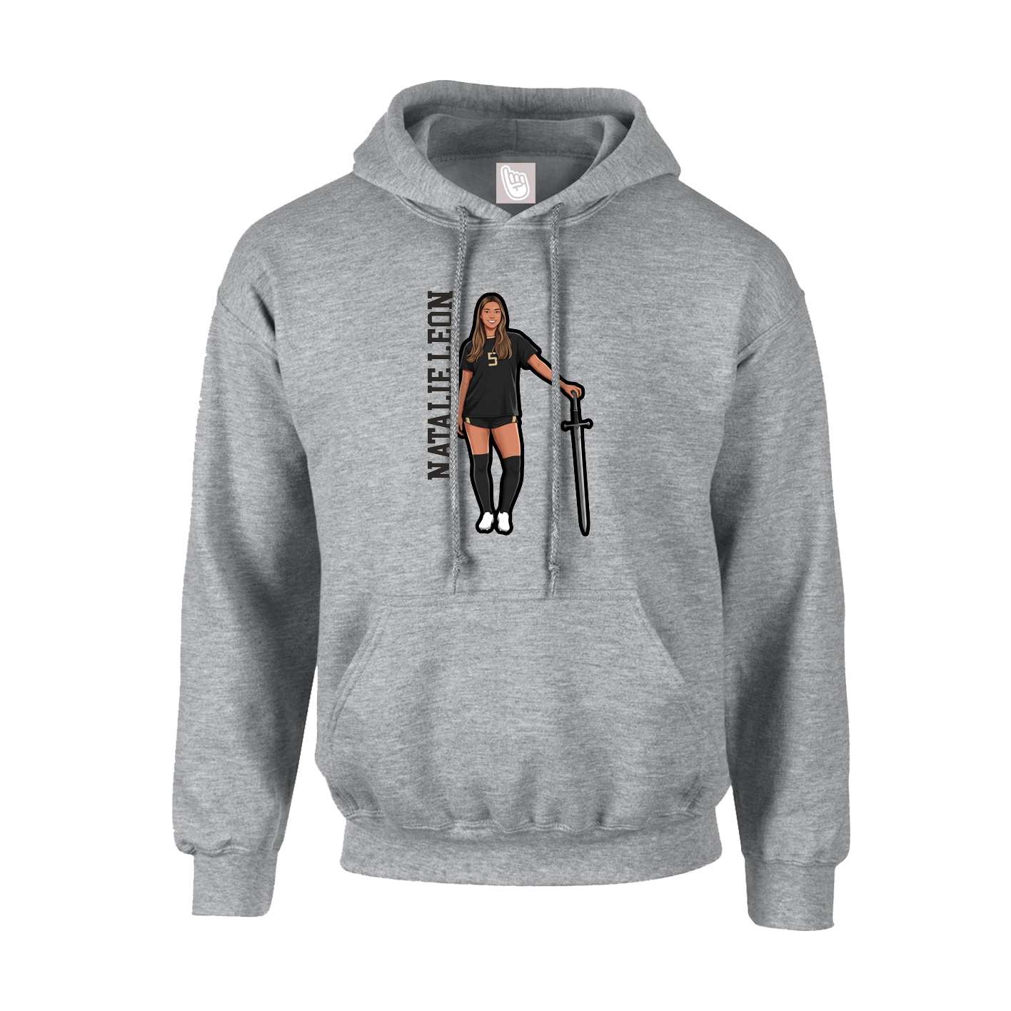 Youth Hoodie — Name Vertical in Grey