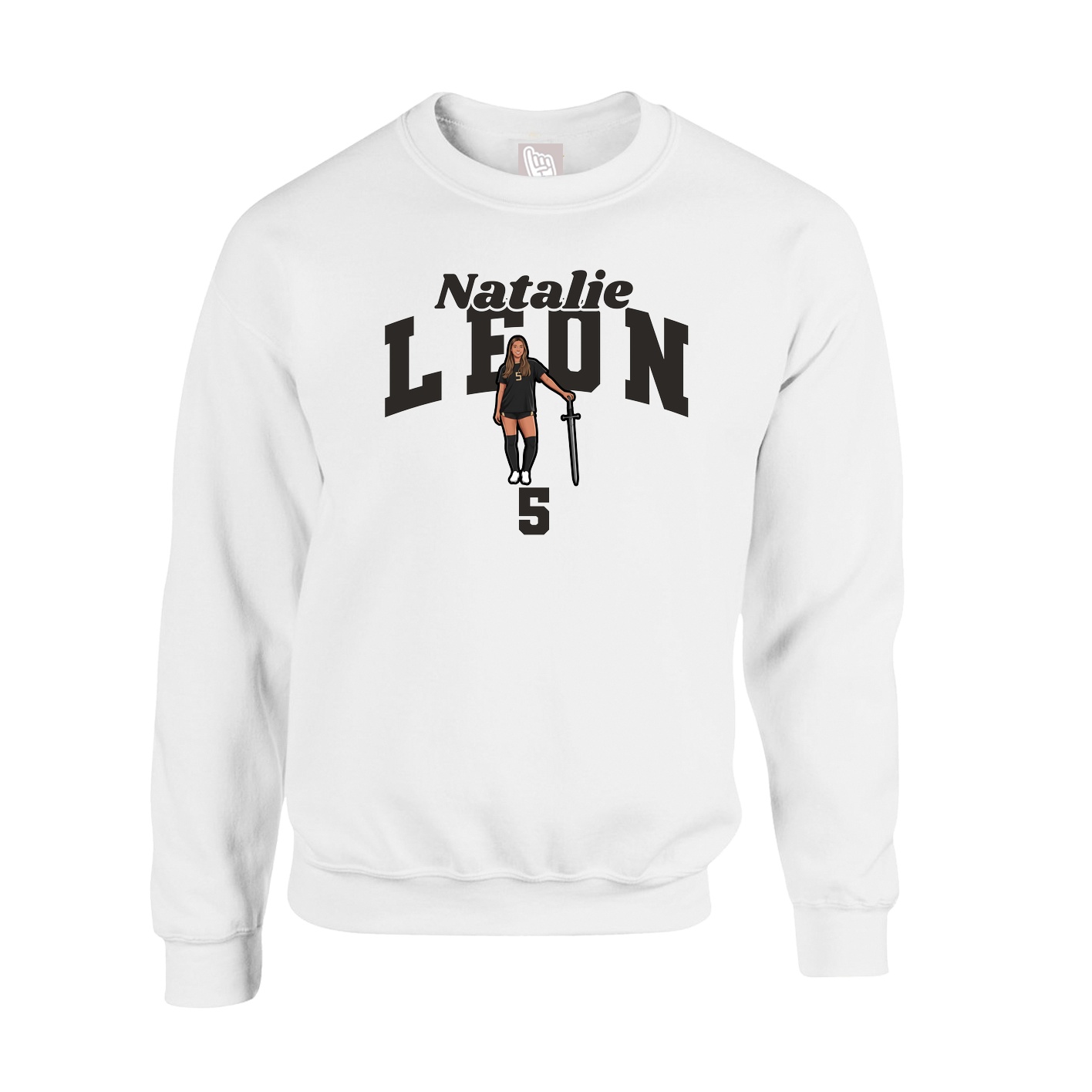 Fleece Crew — Signature Arch in White